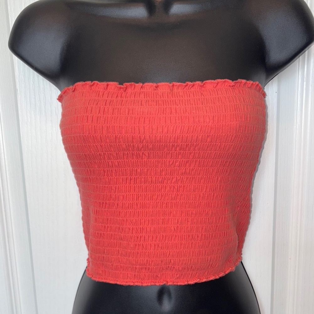 Coral Smocked Tube Top